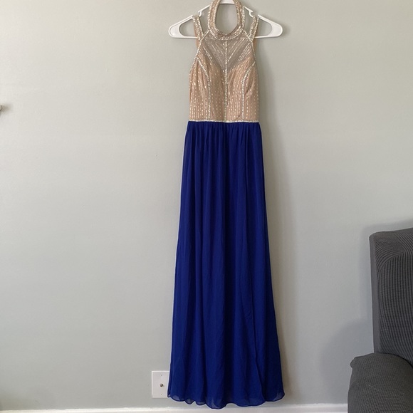 Macy's Dresses Blue Halter Prom Dress Poshmark